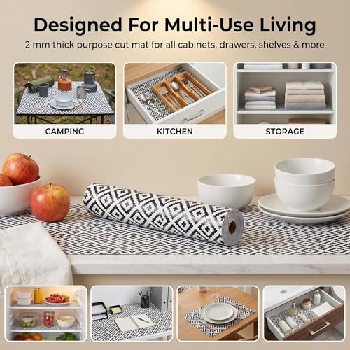 Coavas Shelf and Cabinet Liner, Easy Cut Protective (Black, 24 in x 20 ft) - Image 7