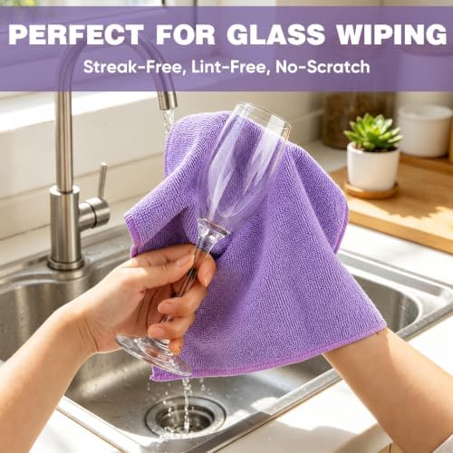 10 PCS Dark purple Microfiber Cleaning Cloths, Assorted Cleaning Rags - Image 4