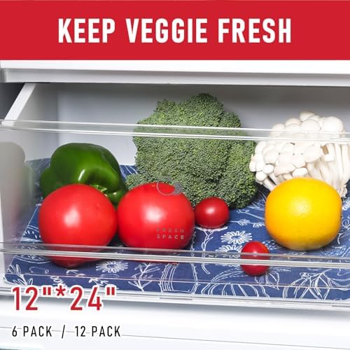 Cooyes 2 in 1 Shelf Liner for Refrigerator, 6 Pack, 12“ × 24”, Fridge Drawer & Shelf Liners for Kitchen Cabinets Non-Adhesive, Breathable Cloth Material, Keep Produce Fresh Longer - Image 5