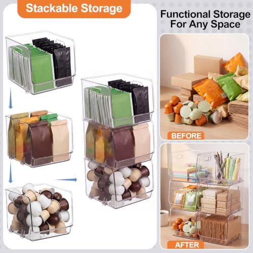12 Pcs Clear Plastic Storage Bins Stackable Pantry Organizer - Image 4