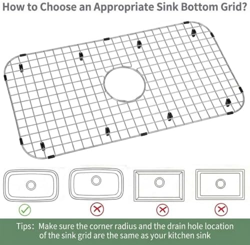 Kitchen Sink Grid,26 3/8" X 14 9/16" Sink Protectors for Kitchen Sink,Stainless Steel Sink Grate with Center Drain - Image 7