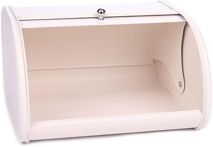 KL X458 Cream Metal Bread Box/Bin Storage Container for Kitchen Countertop | Save bread for long-lasting freshness and cream colored design decorate your kitchen - Image 6