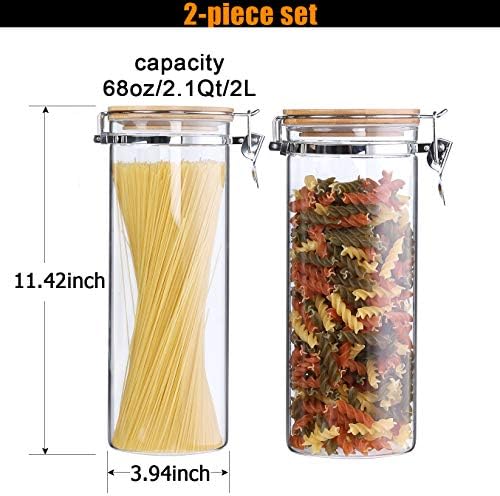 KKC HOME ACCENTS Sealed Glass Spaghetti Storage Containers,Pasta Jars with Airtight Lids,Tall Spaghetti Noodle Holder Containers, Pasta Canisters,Glass Storage Jars with Hinged Lids,68 Floz - Image 5