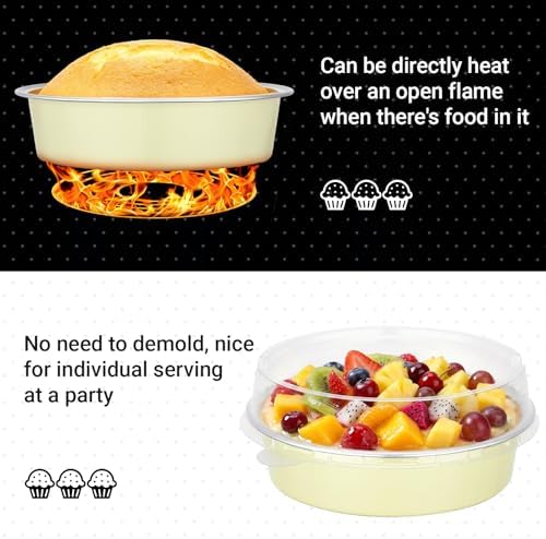 Beasea Disposable Mini Pie Tins with Lids, 20 Pack 7.3oz Aluminum Baking Foil Tins Small Round Tart Container for Individual Dessert Cupcake Muffin Cheesecake Quiche Oven Dishes - Sage Green - Image 3