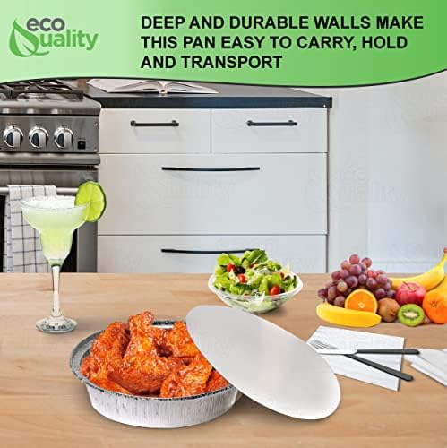EcoQuality 8" Round Aluminum Foil Pans with Board Lids - Disposable Containers with Foldable Walls for Pie Baking, Cooking, Serving, Reheating, and Storing - Freezer and Oven Safe Tart Pan 200 Pack - Image 6