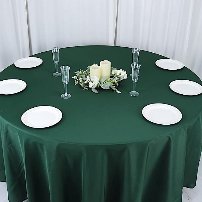 Balsa Circle 10 pcs 108 inch Hunter Green Round Washable Polyester Easy-Care Tablecloth for Indoor and Outdoor Bridal Shower Wedding Table Buffet Table Parties Events Kitchen Dining - Image 5