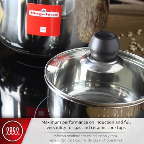 MAGEFESA Practika 7-Piece Stainless Steel Cookware Set, Includes Stockpot, Stew pot, Saucepan, Deep sauté, Compatible with All Types of Stovetops, Lids Included, Dishwasher safe - Image 3