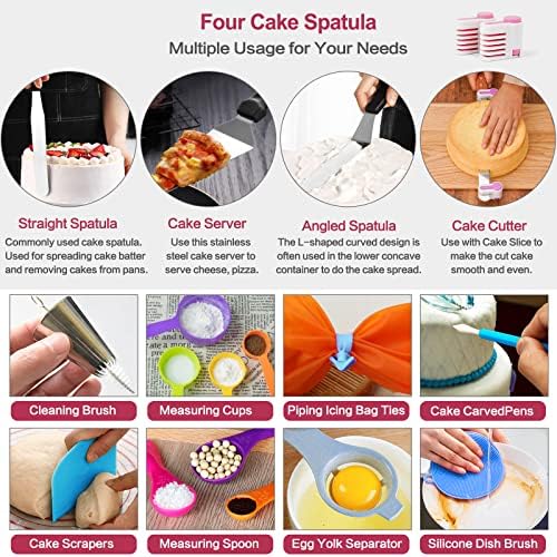 Aluminum Alloy Revolving Cake Stand & Carrier - 268PCS Kit with 54 Piping Tips, Acrylic Cake Discs, Various Spatulas - Image 6