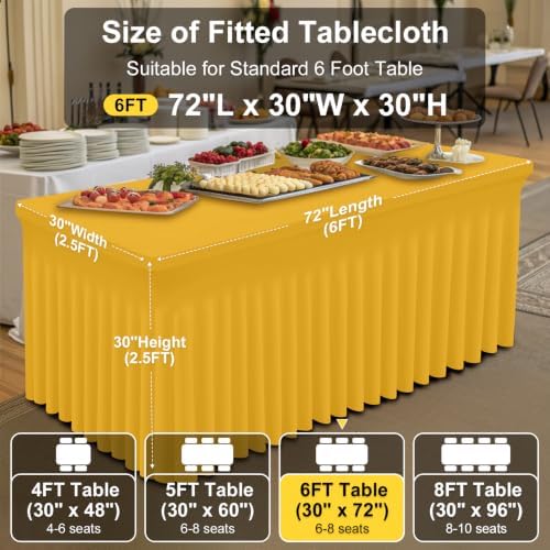 Smiry 2 Pack Spandex Elastic Fitted Table Cloth Skirt for 6FT Table - Image 5