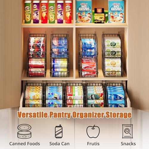 Sonyabecca 4-Pack Stackable Can Rack Organizer for Kitchen Pantry | Soda Can Organizer and Food Storage Dispenser for Pantry Cabinets. Foldable Wire Rack Keeps Canned Food Organized - Image 5