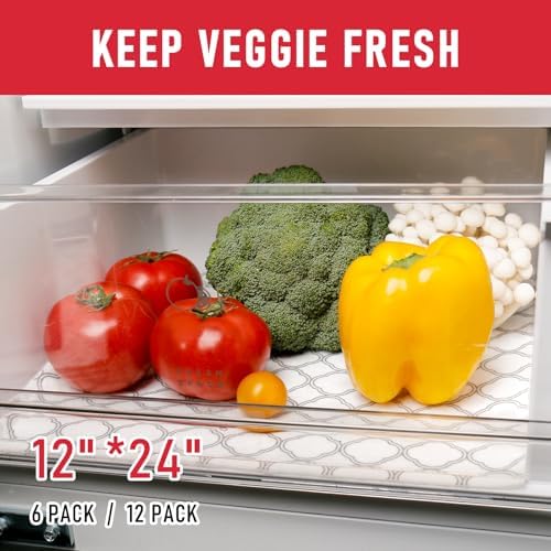 Cooyes Non Slip Refrigerator Liners, 2-in-1 Fridge Mats and Fresh-Keeping Shelf Liners, Absorbs Excess Moisture, BPA-Free, Multiple Sizes for Glass Shelves Kitchen Cabinets Drawers, 6 Pack, 12" × 24" - Image 6