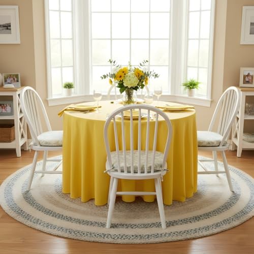 sancua Round Tablecloth, 108 Inch, Yellow - Image 2