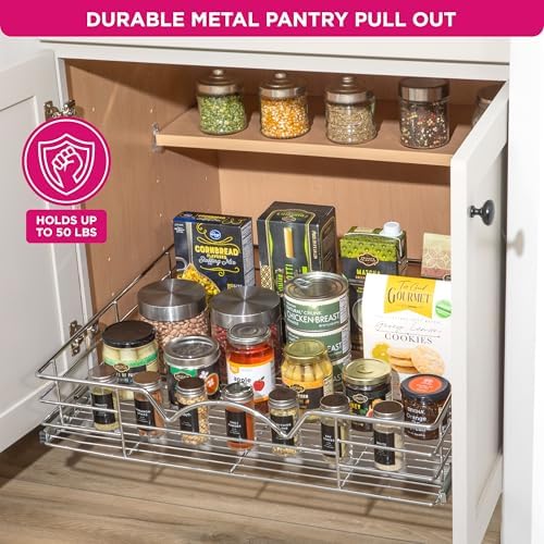 HOLDN’ STORAGE Pull Out Cabinet Organizer, Pantry Drawer, 24"W x 21"D x 5"H - Image 4