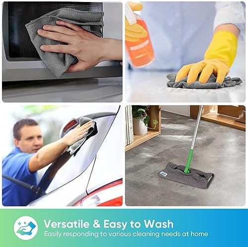 HOMEXCEL Grey Microfiber Cleaning Cloth, 24 Pack Cleaning Towels for Kitchen, Lint Free, Scratch-Free, Highly Absorbent, and Reusable Cleaning Rags for House, Window and Glass, Cars, 11.5 X11.5 inch - Image 5