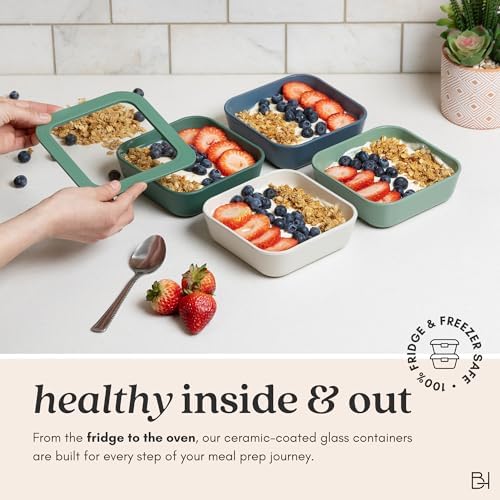 Glass Food Storage Container with Lid, 11-Cup Large Rectangle | Microwave-Safe Airtight Lid, Oven-Safe Ceramic-Coated Glass | Zero Plastic, No PFAS/PFOA/BPA, Reusable [Pine] - Image 4