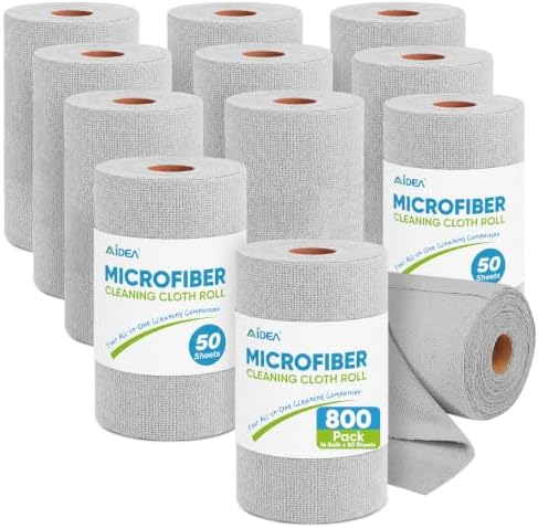 AIDEA Microfiber Cleaning Cloth Roll-800PK,Reusable Paper Towels 11.5×11.5" by AIDEAHOME