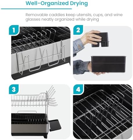 Home Zone Living Dish Drying Rack for Kitchen Counter with 2-Tiers - Image 4