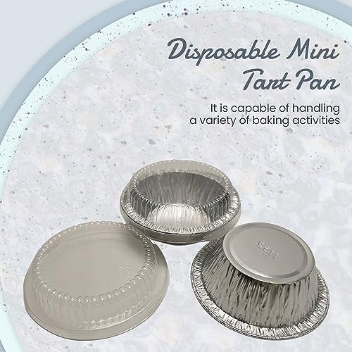 KitchenDance Mini Pie Tins with Snap-On Lids - Aluminum Pie Pans for Single Portions - Ideal for Fruit Tarts, Pies, Cheesecakes, Cobblers, Flan - Oven and Freezer Safe - 1152P (50, Silver) - Image 3