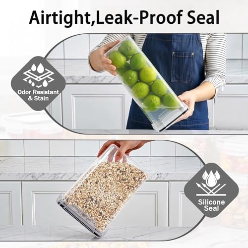 24 PCS Airtight Food Storage Containers with Lids, Plastic Kitchen and Organization Canisters for Cereal, Dry Food, Flour and Sugar, BPA-Free, PVC-Free, Includes 24 Black Labels & Marker - Image 2