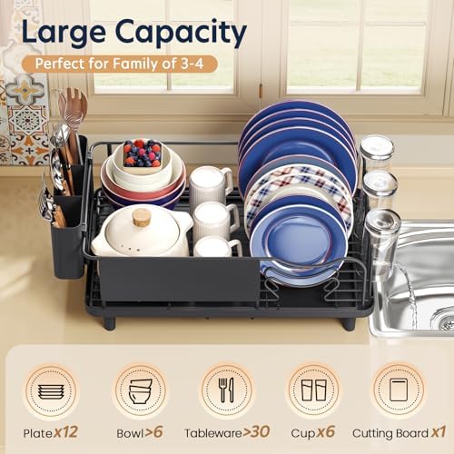 KINGRACK Dish Drying Rack for Kitchen Counter, Dish Drainer with Cup Holder - Image 2