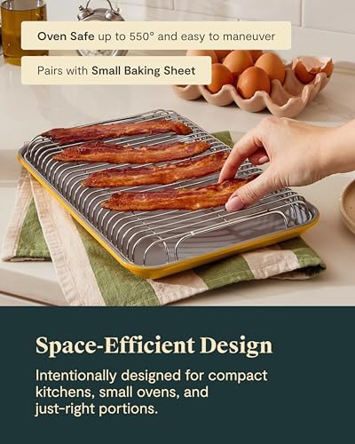 Caraway Stainless Steel Cooling Rack Set | 2x 9" x 13", For Cooling Baked Goods, Icing, and More, Designed to Fit Into Our Small Baking Sheet, Gold - Image 5