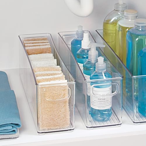 iDesign Small Stackable Storage Bins with Handles, Set of 4, Clear - Image 6
