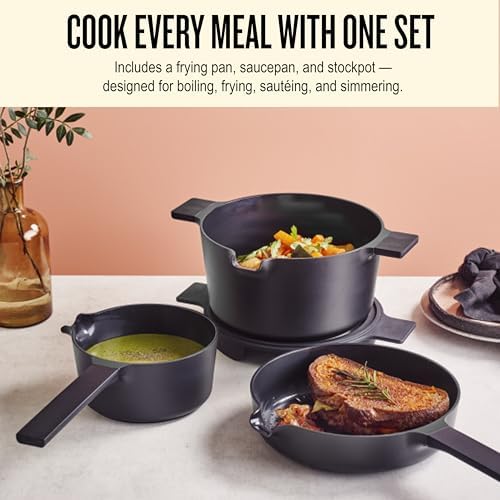 Alva Neat 5-Pc Aluminum Pot & Pan Set in Peach Clr, Ceramic Coated Nonstick - Image 2