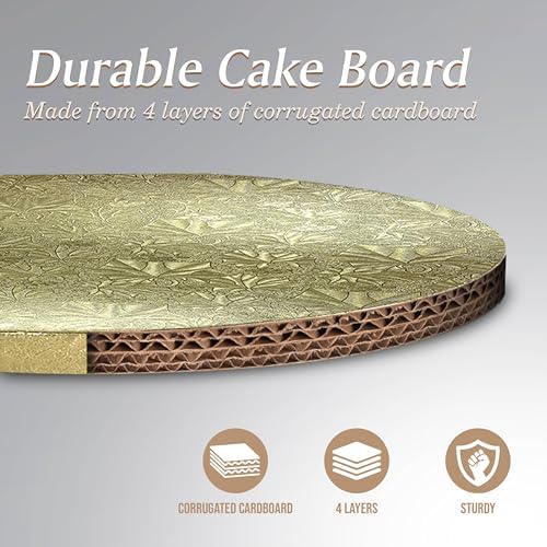 Cakebon Cake Boards 8" Gold Round Cake Drums 1/2" Thick Smooth Edge 1Pack | 8 Inch Cake Drum, Cake Drums 8 Inch, Base para Pastel, Cake Rounds, Cake Base Board, Cake Boards 8 Inch Round - Image 3