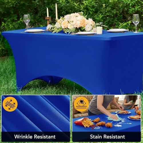 8-Pack Royal Blue Spandex Tablecloths for 6ft Rectangle Tables - Image 4