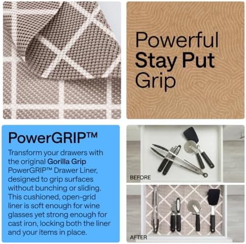 GORILLA GRIP powerGRIP Drawer Shelf and Cabinet Liner, 12" x10', Beige - Image 3