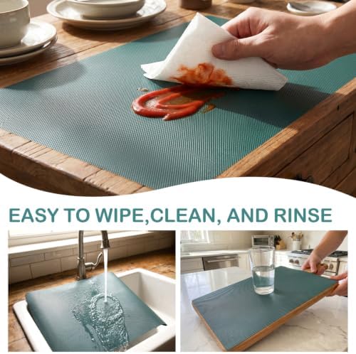 Kitchen Shelf Liner Drawer Liners, Non-Adhesive EVA Cabinet Liners, Green - Image 4