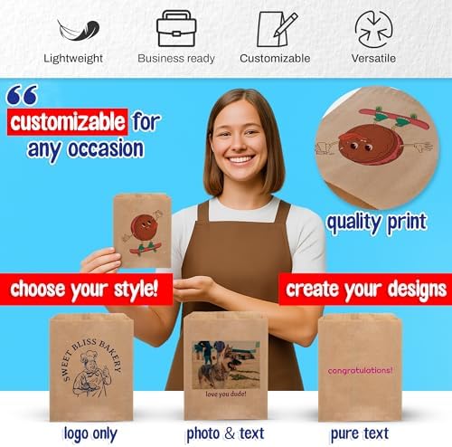 MT Products Custom Printed Kraft Cookie Bags 6.5" x 8" - Personalized Grease Resistant Bakery Bags for Baked Goods - Image 3