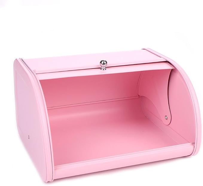 KL X458 Pink Bread Box Roll Top, Metal Bread Box for Kitchen Countertop, Large Capacity, Keeps Bakery Items Fresh Longer, Bread Bin for Kitchen Countertop, Breadbox to Store Cookies, Bagels, Muffins - Image 5