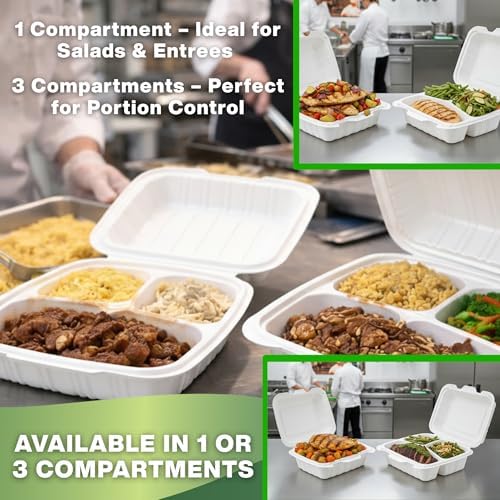 Hinged Take-Out Containers 6″ x 6″(50pack) BPA Free, Clamshell To Go Boxes Recyclable, Microwave & Freezer Safe Food Storage Boxes for Restaurants, Catering - Cake Slice Container - White - Image 6