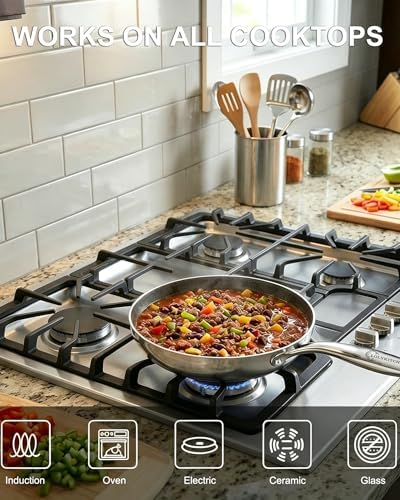 LOLYKITCH 6 QT Saute Pan with Lid & 8'' Frying Pan Set | Detachable Handle - Image 5