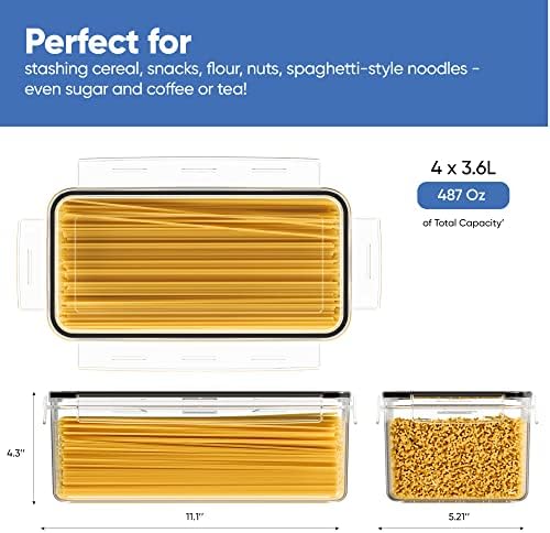Chef's Path Airtight Food Storage Containers with Lids (Set of 4/3.6 Liters Each), Plastic Spaghetti Container for Pasta & Dry Food Storage, BPA Free Pantry Organizer Set with Kitchen Accessories - Image 2