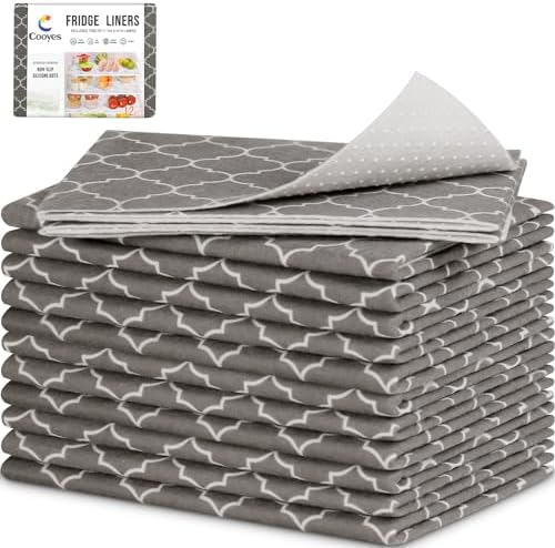 Cooyes 2 in 1 Refrigerator Liners & Fresh mats for Fridge Drawer and Glass Shelves, Absorbent Crisper Mats Washable, BPAfree Cloth Fridge Bin Liners-Keep Produce Fresh Longer by Cooyes