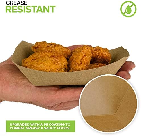 Stock Your Home [250 Pack] Small Disposable Brown Kraft Paper Food Trays, 0.5-Lb Concession Tray, Serving Boats for Party Snacks, Taco Bar, Seafood, Nachos Plates, Half-Pound - Image 5