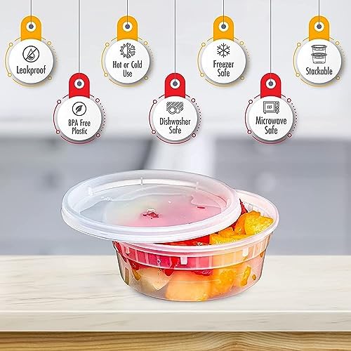 Deli Containers with Lids Leakproof - 240 Pack BPA-Free Plastic Microwaveable Clear Food Storage Container Premium Heavy-Duty Quality, Freezer & Dishwasher Safe (8oz 240 Sets) - Image 3
