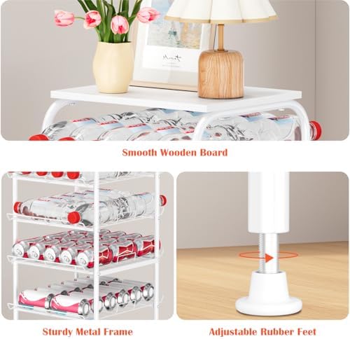 smusei Water Bottle Organizer 7 Tier Free Standing Bottled Water Storage Rack Metal Wire Water Bottle Holder Rack Large Capacity Soda Beverage Drink Stand Shelf for Pantry Kitchen Office, White - Image 2