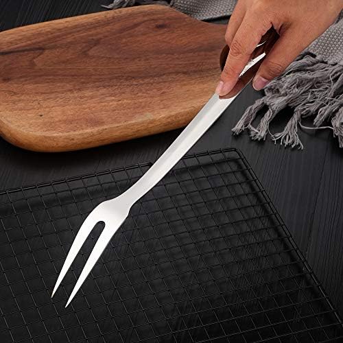 6 Pcs 12.3 in Silver Meat Forks for Kitchen, Stainless Steel Titanium Plated Dinner Fork, Ergonomic Integral Forming Mirror Polish-Dishwasher Safe - Image 7
