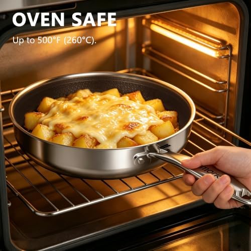 imarku 10-Inch Hybrid Non Stick Frying Pan with Lid, Ceramic Coating - Image 4