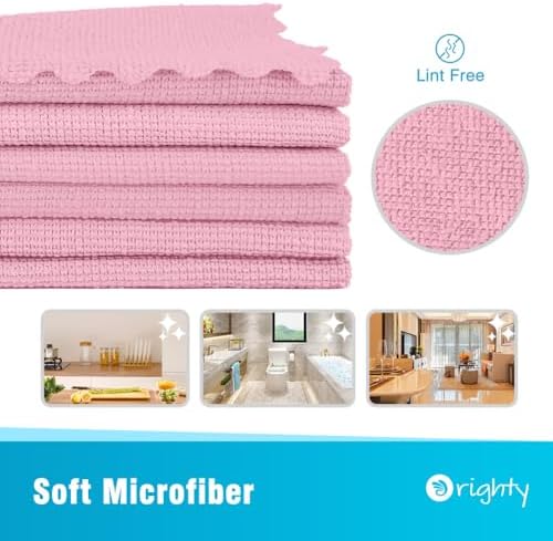 Orighty Microfiber Cleaning Cloth - 24 Pack, Pink Cleaning Rags 12x11 inch - Image 2