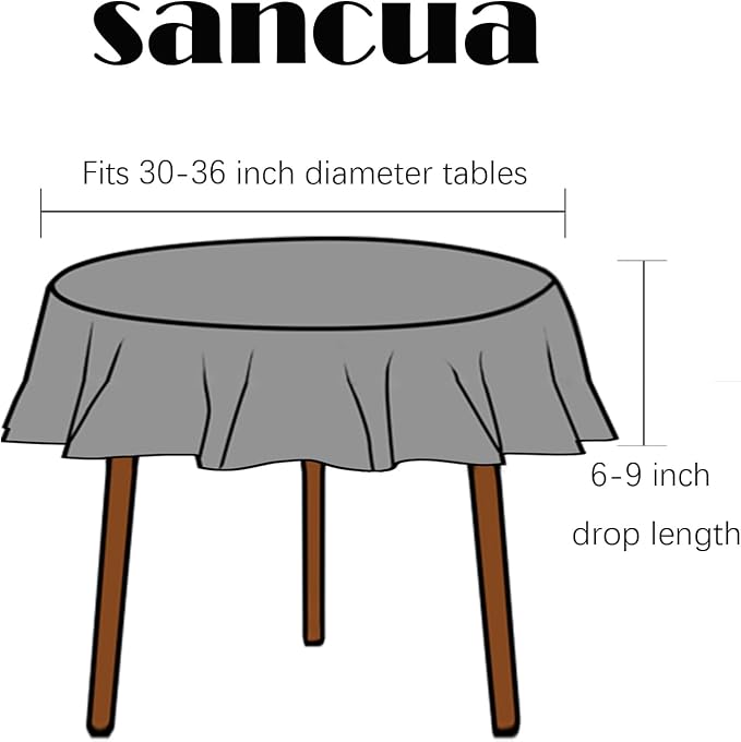sancua Round Tablecloth 48 Inch Fits 20-36 Inch Tables, Beige - Image 2