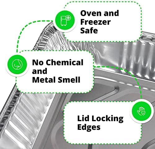IDL Packaging Full Size Aluminum Steam Table Pans with Lids - Deep, 21" x 13" x 3" (Pack of 10) - Disposable Foil Pan for Catering, Grilling, Roasting, BBQ, Cooking, Baking, Freezing - Image 4