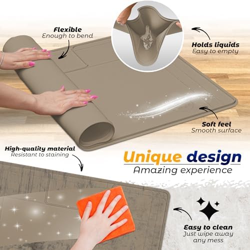 The Original Under Sink Mat - Silicone Waterproof mat, Trimmable, Easy to Clean, Kitchen cabinet liner, Under sink protector mats, Drip Tray with Lip (Brown, 31" x 22") - Image 6