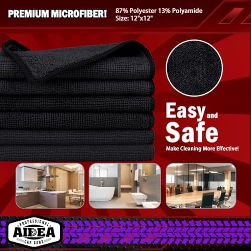 AIDEA Microfiber Cleaning Cloth Black, 600PK, Microfiber Towels, 12×12" - Image 6