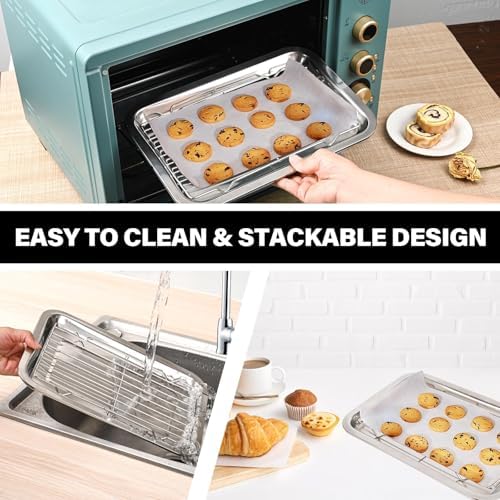 Baking Sheet with Cooling Rack Set, 3 Stainless Steel Baking Pan Cookie Sheet with 3 Cooling Rack, 9/12/16 Inch Cookie Tray Pans for Baking, Non Toxic & Easy Clean - Image 5