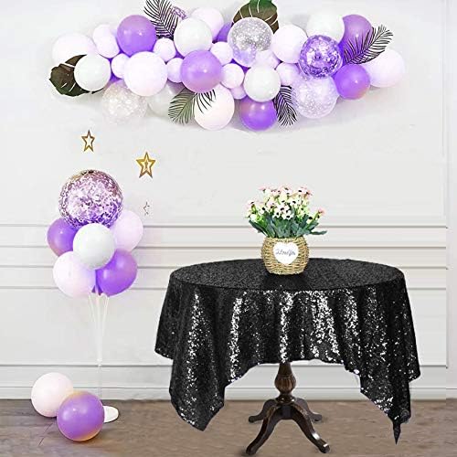 JYFLZQ Black Sequin Tablecloth, Glitter Table Cover 50x50 Inch Square - Image 2