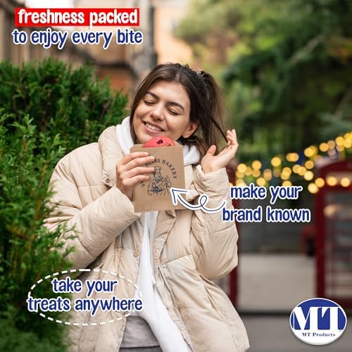 MT Products Custom Printed Kraft Cookie Bags 6.5" x 8" - Personalized Grease Resistant Bakery Bags for Baked Goods - Image 4
